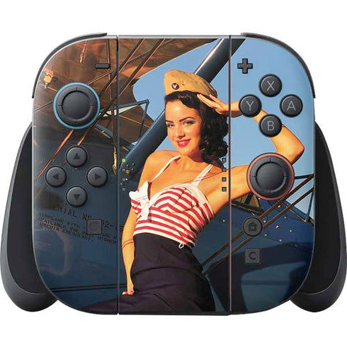 1940s Pin-Up On Stearman Biplane Nintendo Switch 2 (2025) Joy-Con Controller Skin