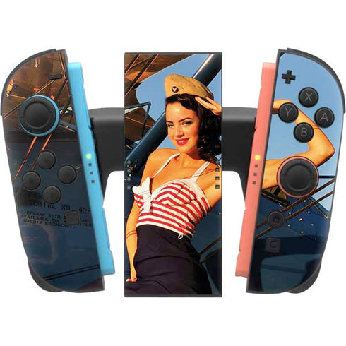 1940s Pin-Up On Stearman Biplane Nintendo Switch 2 (2025) Joy-Con Controller Skin