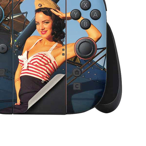 1940s Pin-Up On Stearman Biplane Nintendo Switch 2 (2025) Joy-Con Controller Skin