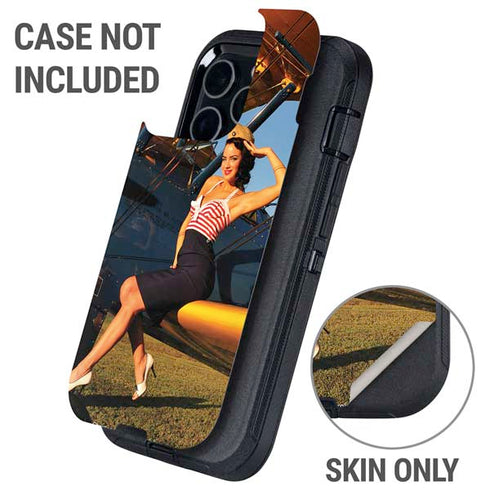 1940s Pin-Up On Stearman Biplane Otterbox Defender iPhone Skin