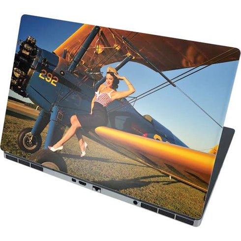 1940s Pin-Up On Stearman Biplane Dell Precision Skin