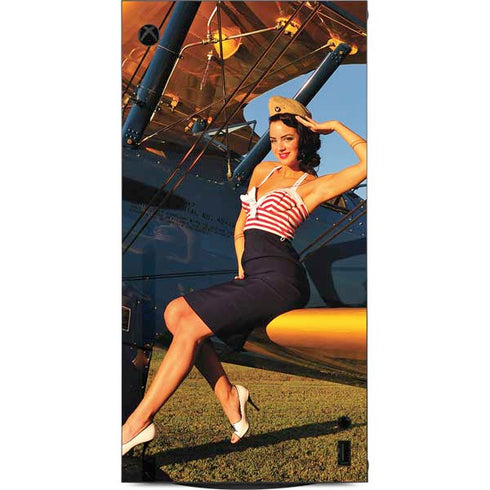1940s Pin-Up On Stearman Biplane XBox Series X Digital Edition Console Skin