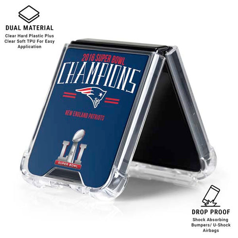 NFL 2016 Super Bowl LI Champions New England Patriots Galaxy Z Flip6 Clear Case