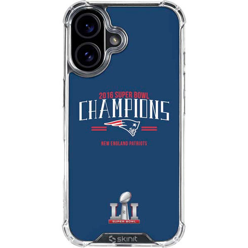 NFL 2016 Super Bowl LI Champions New England Patriots iPhone 16 Plus Clear Case