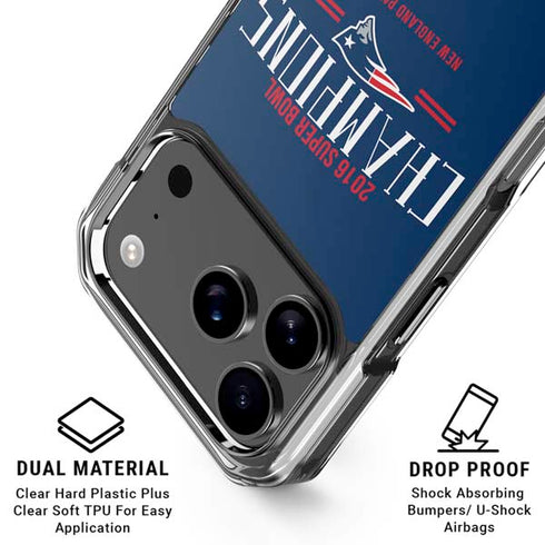 NFL 2016 Super Bowl LI Champions New England Patriots iPhone 18 Pro Clear Case