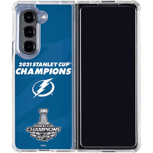 NHL 2021 Stanley Cup Champions Tampa Bay Lightning Galaxy Z Fold5 5G Clear Case