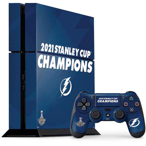 NHL 2021 Stanley Cup Champions Tampa Bay Lightning PS4 Console and Controller Bundle Skin