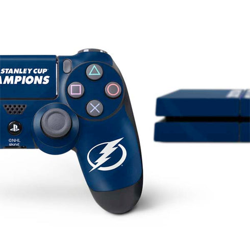 NHL 2021 Stanley Cup Champions Tampa Bay Lightning PS4 Console and Controller Bundle Skin