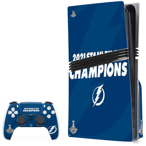 NHL 2021 Stanley Cup Champions Tampa Bay Lightning PS5 Pro Disk Bundle Skin