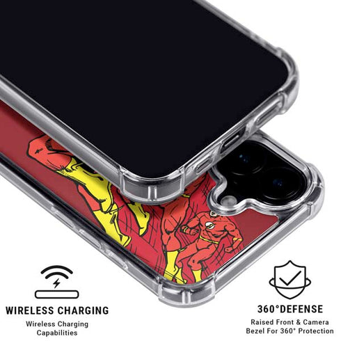 DC Comics The Flash Classic Art in Sequence Running pose iPhone 16 Plus Clear Case