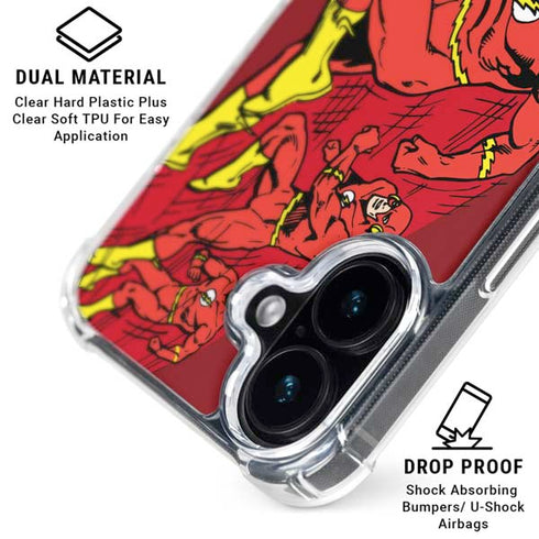 DC Comics The Flash Classic Art in Sequence Running pose iPhone 16 Plus Clear Case