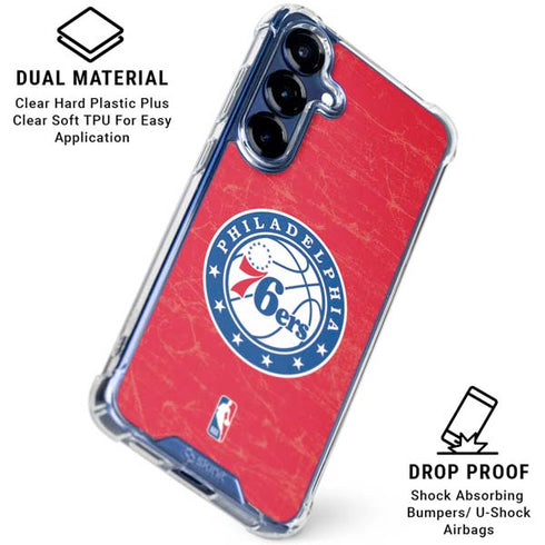 NBA Philadelphia 76ers Distressed Galaxy S25 FE Clear Case