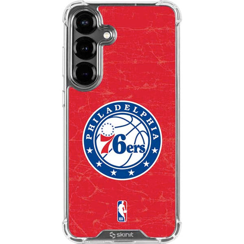 NBA Philadelphia 76ers Distressed Galaxy S26 Plus Clear Case