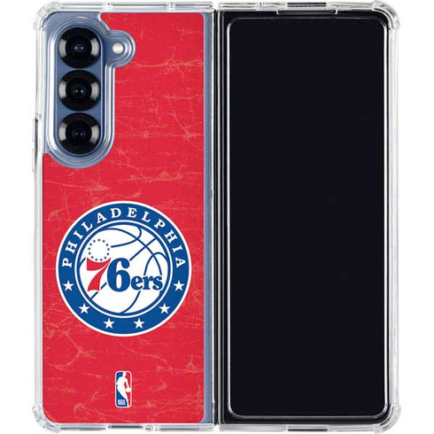 NBA Philadelphia 76ers Distressed Galaxy Z Fold7 Clear Case