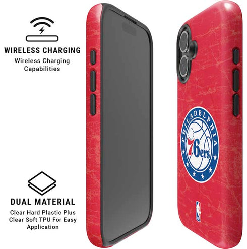 NBA Philadelphia 76ers Distressed iPhone 16 Plus Magsafe Impact Case