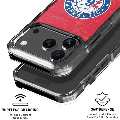 NBA Philadelphia 76ers Distressed iPhone 17 Pro Max Clear Case