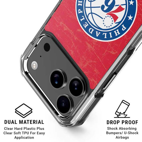NBA Philadelphia 76ers Distressed iPhone 17 Pro Max Clear Case