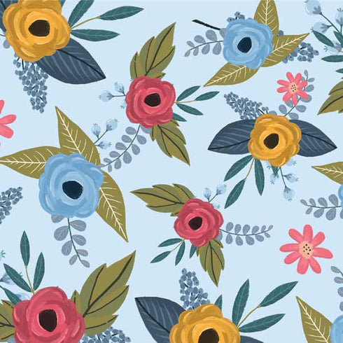 Blue Fall Flowers Xbox 360 Slim (2010) Skin