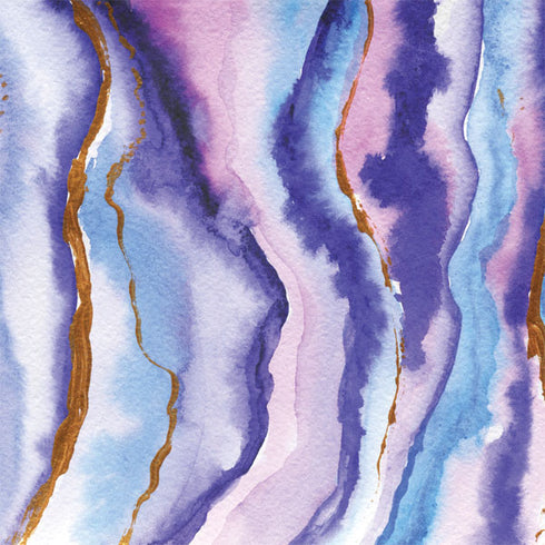 Blue Violet Watercolor Geode PlayStation 4 Gold Wireless Headset Skin