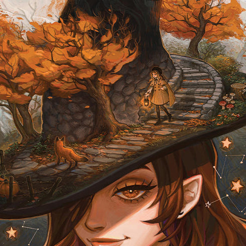 Halloween Pumpkin Witch with Fox by Ivy Dolamore Galaxy Z Flip6 Skin