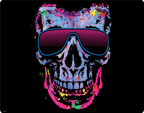 Liquid Blue Neon Skull with Glasses Wii Remote Controller Skin
