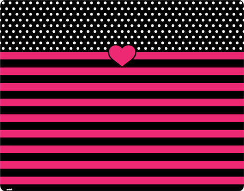 Polka Dots and Stripes Heart in Pink iPhone 15 Skin