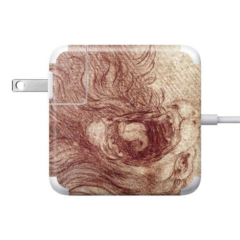 da Vinci - Sketch of a roaring lion by Da Vinci 85W Power Adapter (15 and 17 inch MacBook Pro Charger) Skin