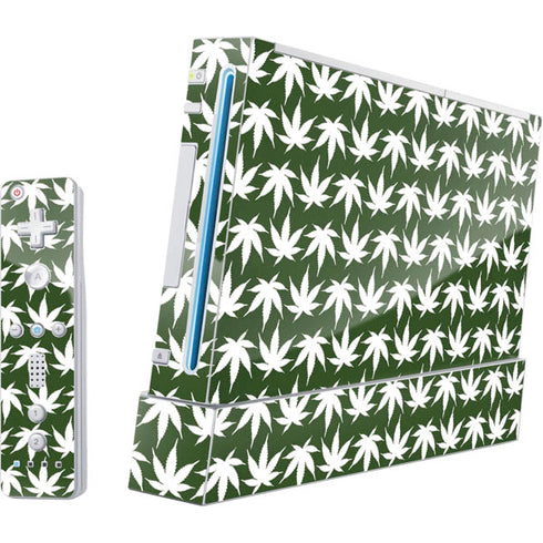Marijuana Leaf White Pattern Wii (Includes 1 Controller) Skin