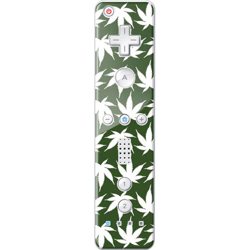 Marijuana Leaf White Pattern Wii Remote Controller Skin