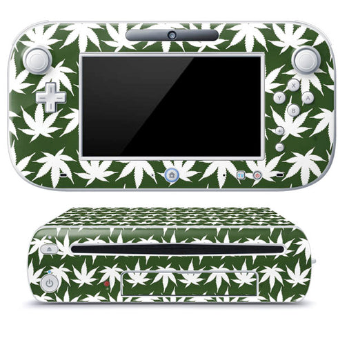 Marijuana Leaf White Pattern Wii U (Console + 1 Controller) Skin