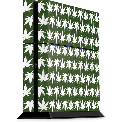 Marijuana Leaf White Pattern PlayStation PS4 Skins