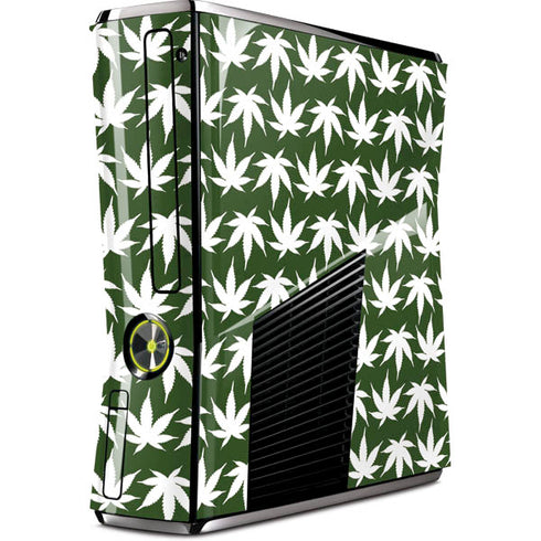 Marijuana Leaf White Pattern Xbox 360 Slim (2010) Skin