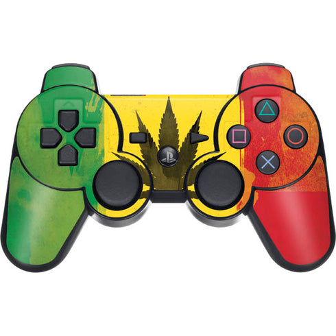 Marijuana Rasta Distressed PS3 Dual Shock wireless controller Skin