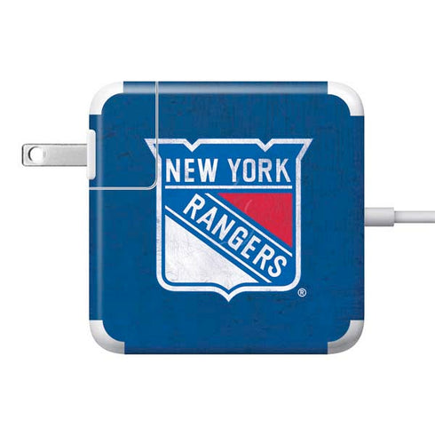 NHL New York Rangers Distressed 85W Power Adapter (15 and 17 inch MacBook Pro Charger) Skin