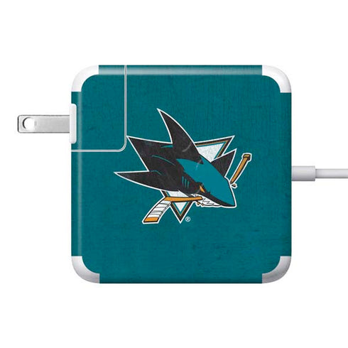 NHL San Jose Sharks Distressed 85W Power Adapter (15 and 17 inch MacBook Pro Charger) Skin