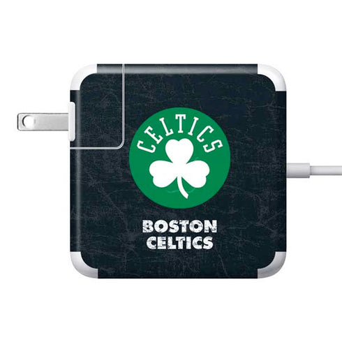 NBA Boston Celtics Black Secondary Logo 85W Power Adapter (15 and 17 inch MacBook Pro Charger) Skin