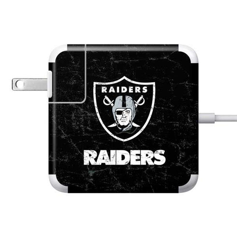 NFL Las Vegas Raiders Distressed 85W Power Adapter (15 and 17 inch MacBook Pro Charger) Skin