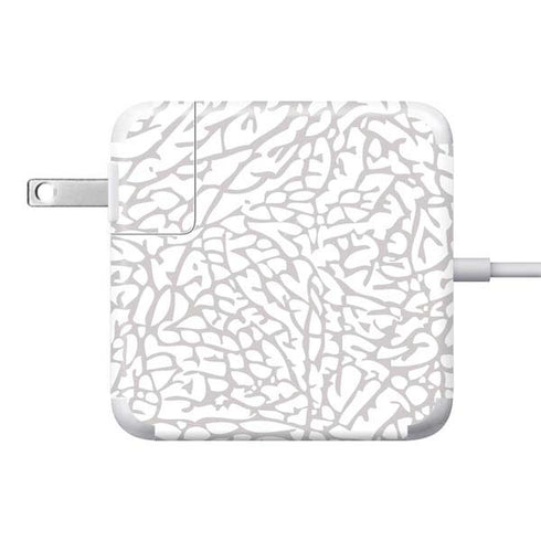 Elephant Print White 85W Power Adapter (15 and 17 inch MacBook Pro Charger) Skin
