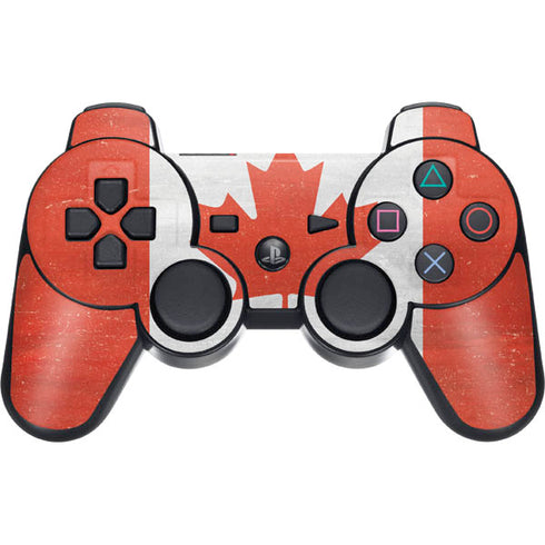 Canada Flag Distressed PS3 Dual Shock wireless controller Skin