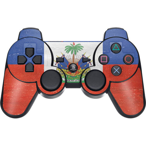 Haiti Flag Distressed PS3 Dual Shock wireless controller Skin