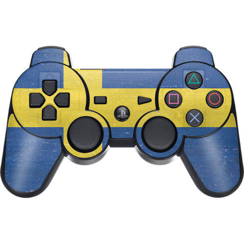 Sweden Flag Distressed PS3 Dual Shock wireless controller Skin