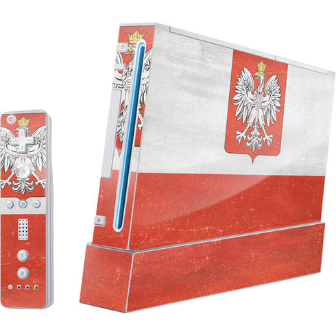Poland Flag Distressed Wii (Includes 1 Controller) Skin