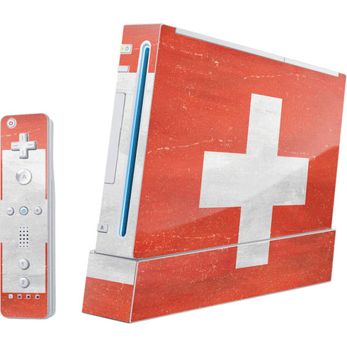 Switzerland Flag Distressed Wii (Includes 1 Controller) Skin