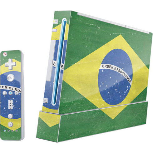 Brazil Flag Distressed Nintendo Skins