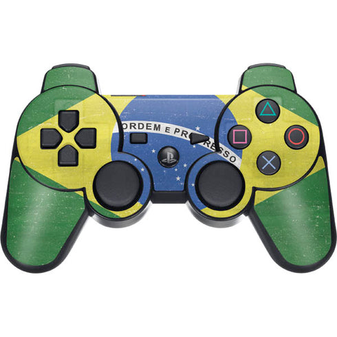 Brazil Flag Distressed PS3 Dual Shock wireless controller Skin