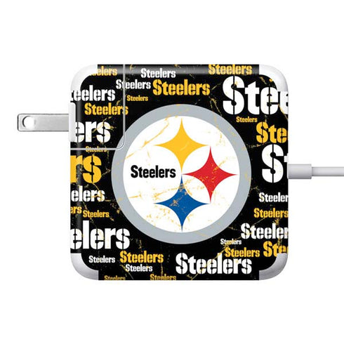 NFL Pittsburgh Steelers Black Blast 85W Power Adapter (15 and 17 inch MacBook Pro Charger) Skin