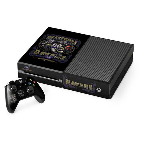 Liquid Blue NFL Baltimore Ravens Running Back Xbox One Console and Controller Bundle Skin