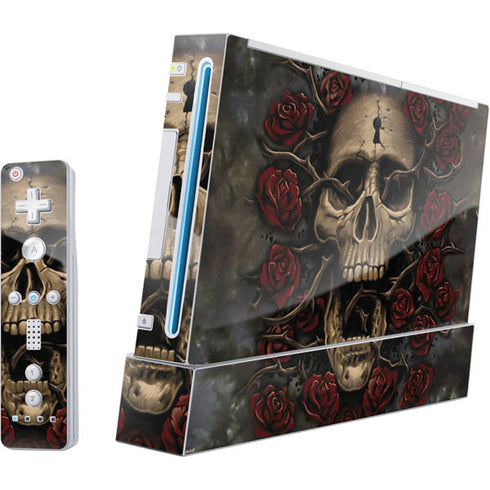 Liquid Blue Skull Entwined with Roses Wii (Includes 1 Controller) Skin