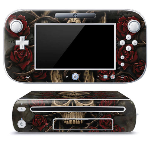 Liquid Blue Skull Entwined with Roses Wii U (Console + 1 Controller) Skin