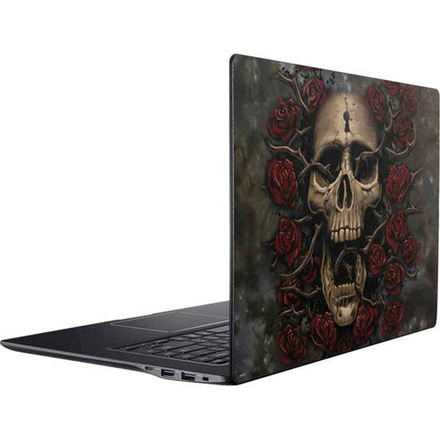Liquid Blue Skull Entwined with Roses Ativ Book 9 (15.6in 2014) Skin